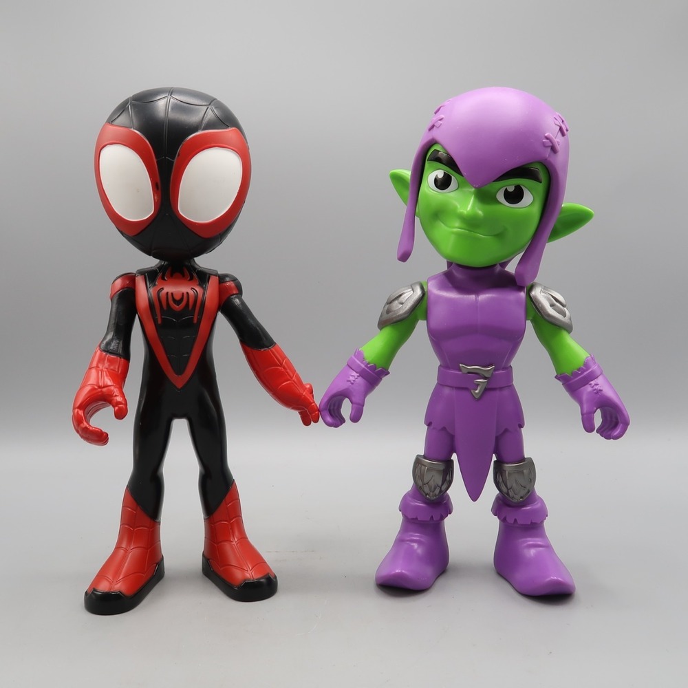 Spidy Amazing Friends Green Goblin & Miles Morales 9" Large Figures Toy Lot
